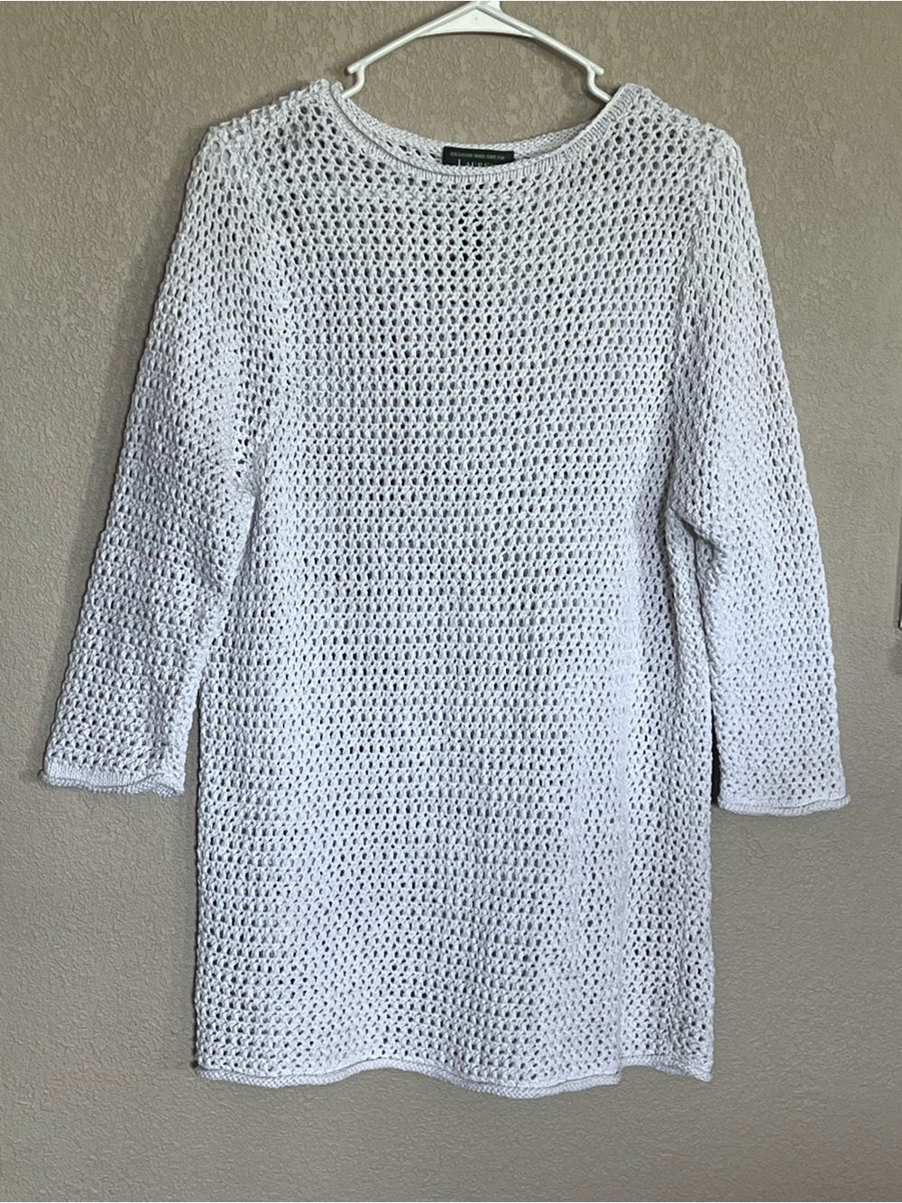 Exclusive Hand Kit For Lauren Ralph Lauren White Open Knit Long Sleeve Sweater